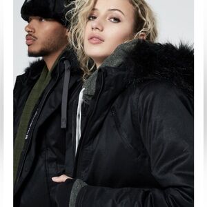 HoodLamb Women's Black 2-1 Long Natural Hemp Inner Vest Puffer NWT Size L